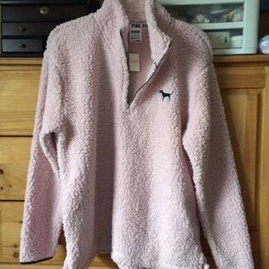 baby pink sherpa quarter zip